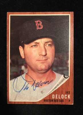 IKE DELOCK 1962 TOPPS AUTOGRAPHED SIGNED AUTO BASEBALL CARD 201 RED SOX