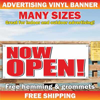 NOW OPEN Advertising Banner Vinyl Mesh Sign Alternative Store Grand Opening