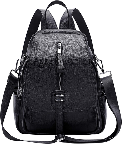 Genuine Leather Backpack Purse for Women Convertible Shoulder Bag with Buckle Fl - Picture 12 of 12