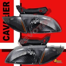 00-02 Chevy Cavalier Z24 Black Oe Style Headlights Corner Signal Lights