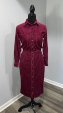 JG Hook Vintage Corduroy Button Font Shirt Dress Cranberry Red size 2 Petite