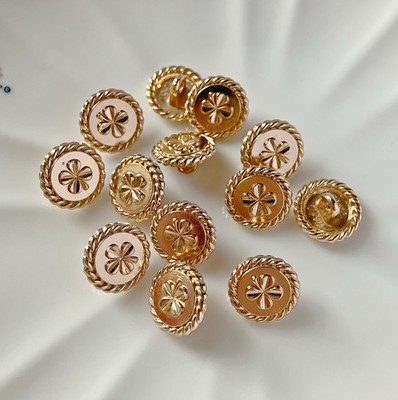 18pcs 12mm Small shiny rose gold lucky four-leaf clover rope metal shank buttons