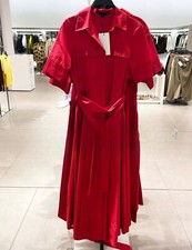 NEW WOMAN MIDI BELTED COLLECTION POPLIN DRESS RED SR 2640-360-600 UNBRANDED