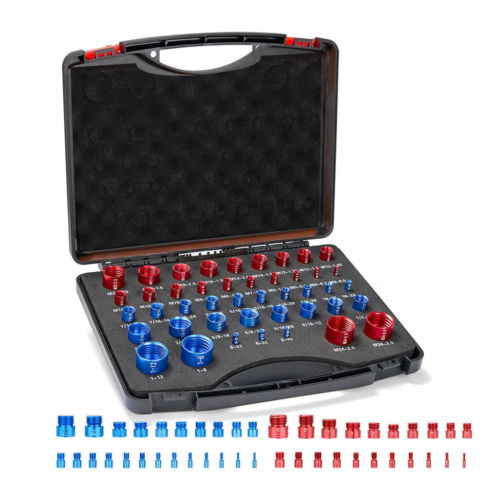 Comprobador de roscas métrico + pulgadas 44 piezas identificar tuerca y tornillo medidor de roscas