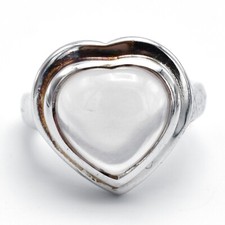 Modern Sterling Silver Rose Quartz Heart Ring Size N