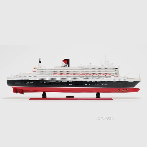 Queen Mary II L Cruise Ship Model | Wooden Handmade Model W/ Swimming Pool - Picture 4 of 20