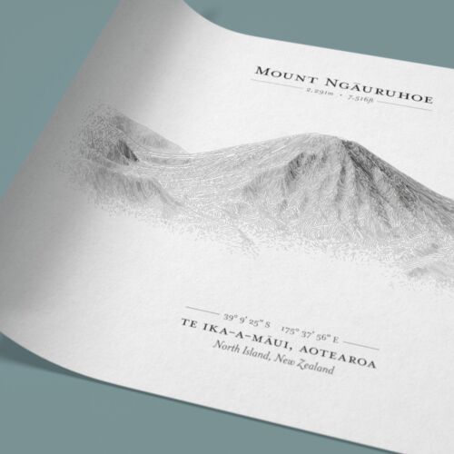 Mount Ngauruhoe Landform Sketch Poster (Model for Mount Doom in LOTR) - Picture 2 of 7