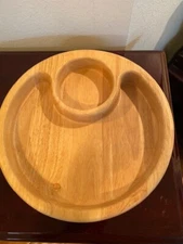 Vtg Chips and Dip Wood Bowl Wood by The Cellar for RH Macy & Co Made In Thailand