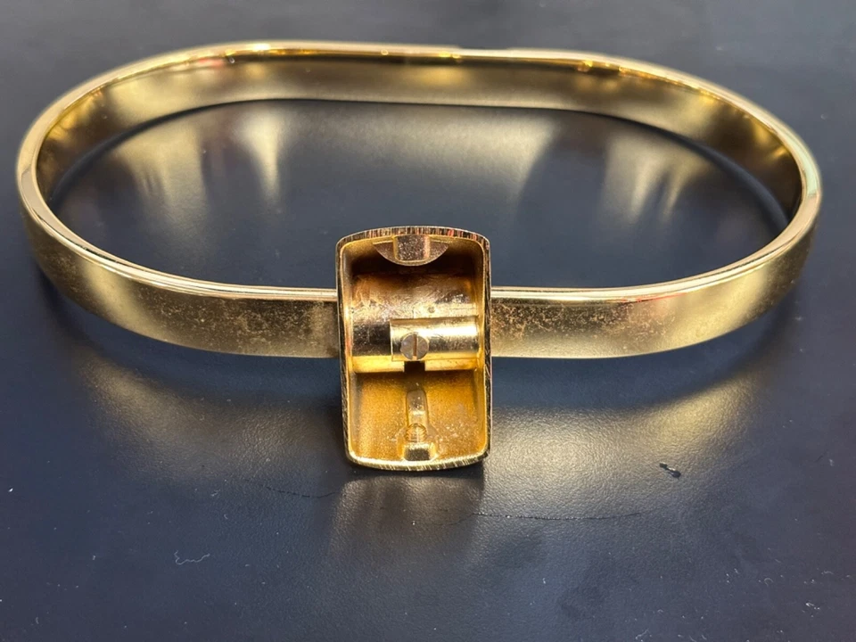 Toallero giratorio vintage años 80 latón dorado dueño original completo con hardware Foto 3 de 4