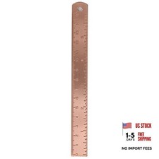 Metal Ruler 6 Inch/15 cm, 1.5mm Thickness Copper Straight Ruler, Small 