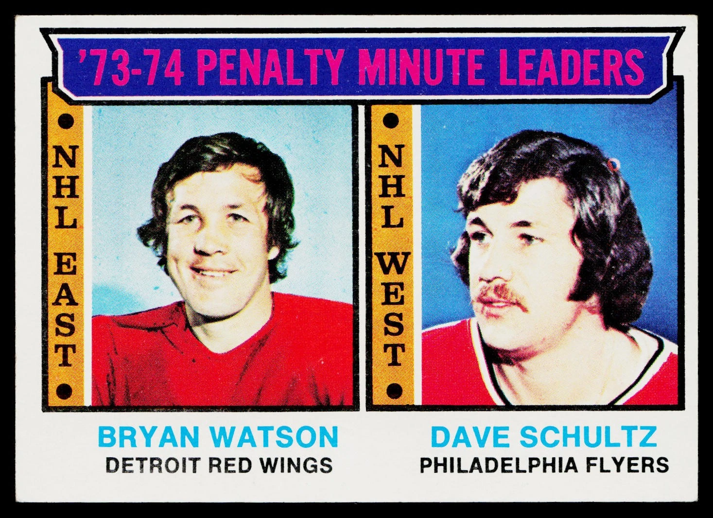 1974-75 Topps #5 1973-74 PIM Leaders (Bryan Watson / Dave Schultz)