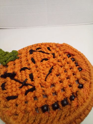 Vintage Macramè Jack O Lanterna Zucca Fatta a Mano Halloween Decorazione Parete - Foto 12 di 13