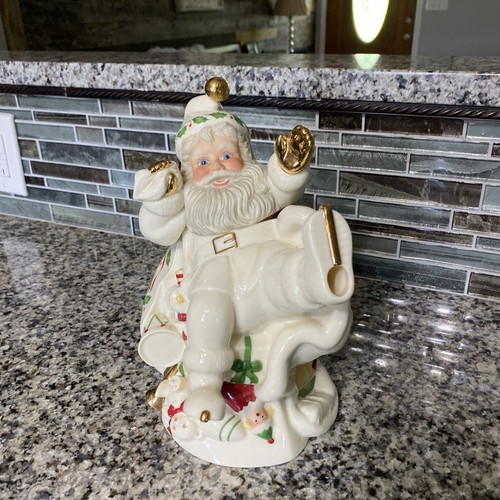 Lenox Vintage Holiday Santa Collection Ice Skating Santa Porcelain Teapot Xmas - Picture 7 of 12