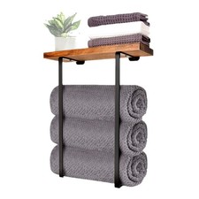 Towel rack,bathroom towel storage rack,bath towel holder, iron and wood wall art