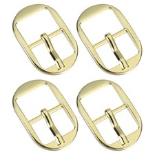 4Pcs 0.6" Single Prong Belt Buckle Oval Center Bar Buckles for Belt, Gold