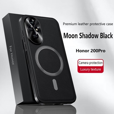 For Honor 200 Pro, Luxury Magnetic Wireless Charge PU Leather Feel Cover Case