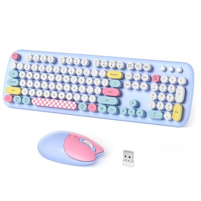 Wireless Keyboard and Mouse Combo, Full-Sized Typewriter Keyboards, Cute Cat ...