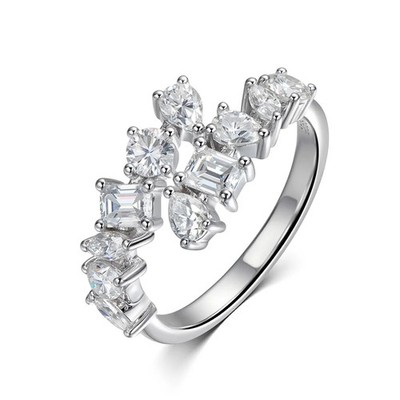 Offener zweireihiger Diamant 2,6 kt Mehrfachschliff Testpass 18 K Gold