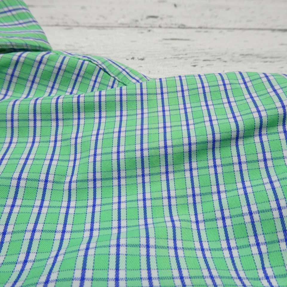 Camisa Donald Ross Para Hombres Mediana Verde Azul A Cuadros Abotonada Elastizada Golf Informal Foto 2 de 4