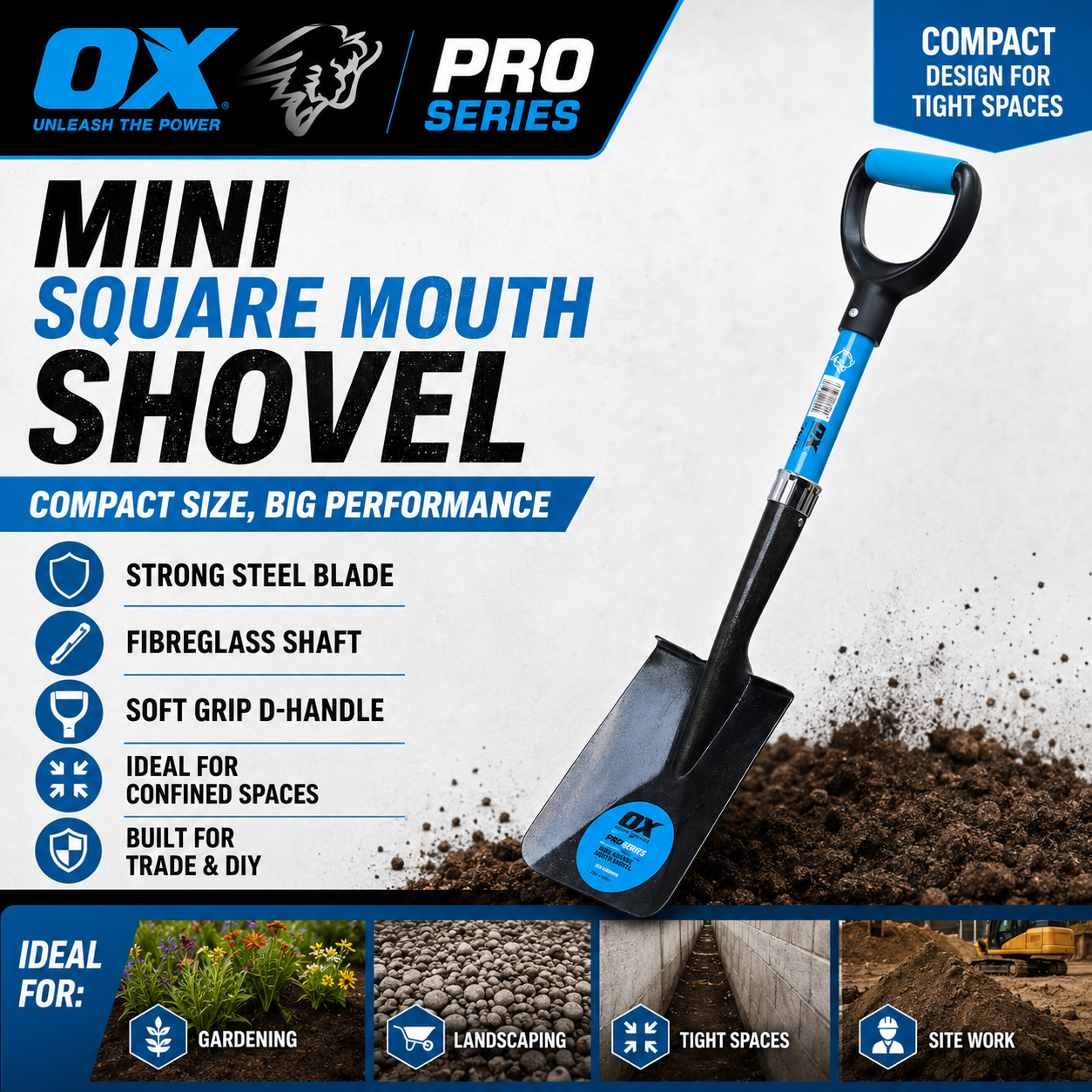 Ox Group Uk Ox Tools Ox-P283501 Ox Pro Mini Square Mouth Shovel Ea - Image 2