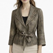 Classiques Entier Jacket S Wonen Bronze Burnout Linen Belted Quiet Luxury Chic