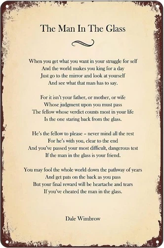 Vintage Metal Signs - The Man in The Glass Poem Tin Sign Poster Wall Art Decor P