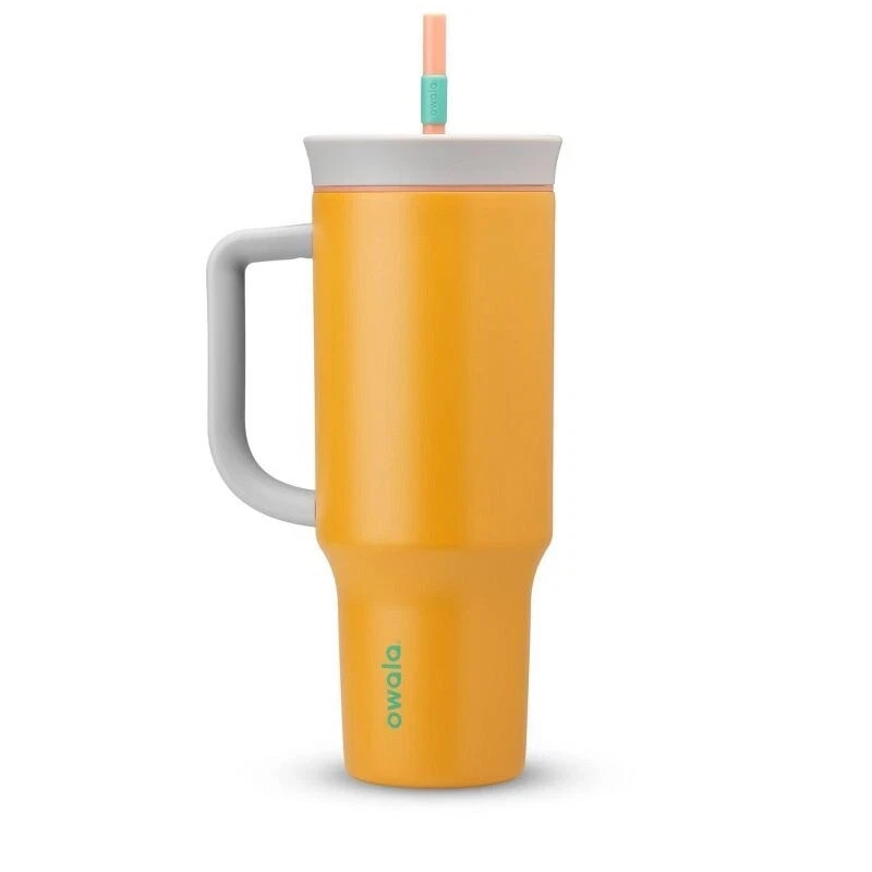 Owala Tropical Orange 40 OZ Stainless Steel Travel Mug With Handle New