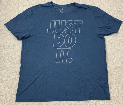 The Nike Tee Athletic Cut Knit T Shirt Tee Men's Size XXL Blue Just Do It