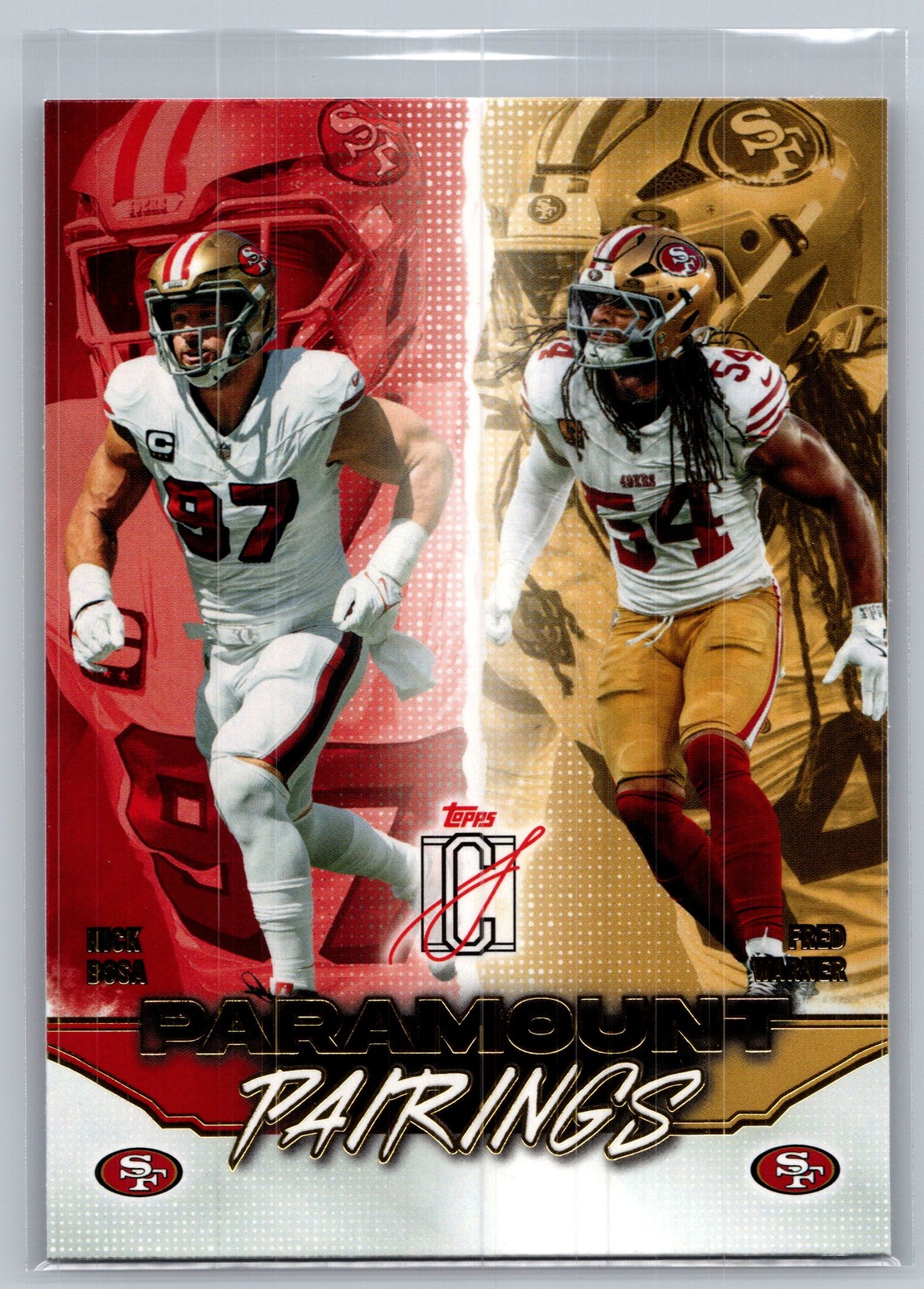 2025 Topps Signature Class #PP-15 Fred Warner / Nick Bosa Paramount Pairings