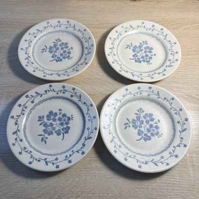 Set Of 4 Royal China Americana Country Charm Salad/Dessert Plates, Blue & White