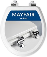 Mayfair Bennett Toilet Seat with Chrome Hinges, Slow Close Wood Seat, Secure