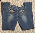 Boot Daddy Jeans Damen Größe 4 Perlen bestickt Taschen Metallschild " 