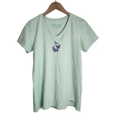 Life is Good Shirt Women's Small Butterfly Crusher Short Sleeve Green