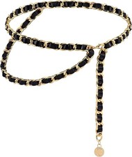 Chain Belts Leather Waist Belt for XL/2XL: fits waist from 41-46", Gold