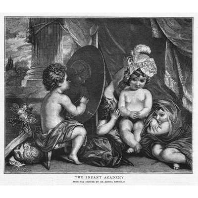 SIR JOSHUA REYNOLDS The Infant Academy - Antique Print 1871