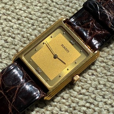 Rado Florence Tank Watch 133.5296.2 Gold Dial Ladies Swiss-For