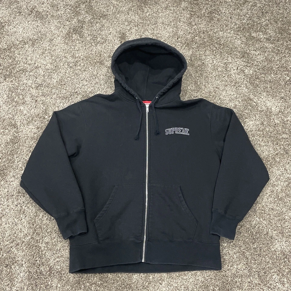 Supreme Pillsbury Doughboy Medium Hooded Zip Up Sweatshirt Black Hoodie - Image 2 of 4