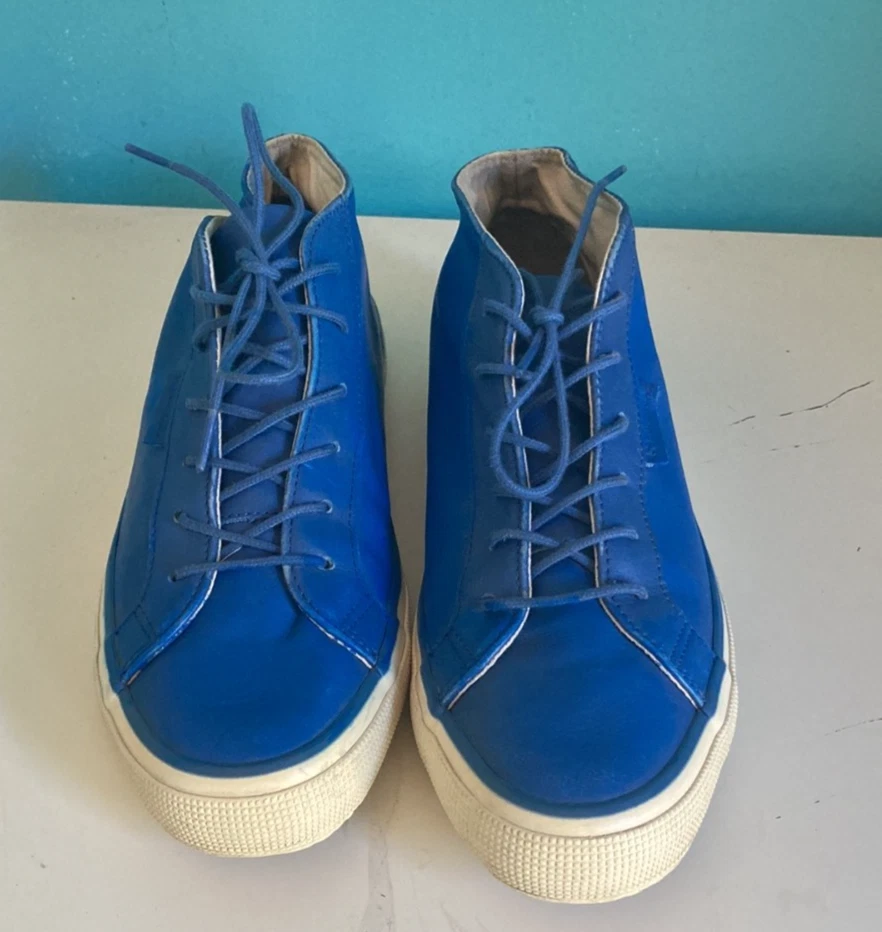 Superga Blue Leather Casual Sneakers Size 42 Men’s 9 Womens 10.5 Lace Up Shoes - Image 2 of 4