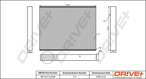 Dr!ve+ Innenraumfilter DP1110.12.0039 Partikelfilter für VW TRANSPORTER T5 Bus