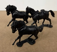 Lot of 3 Vintage black Auburn 1 saddled Horses  2 Blanketed horse 1950's