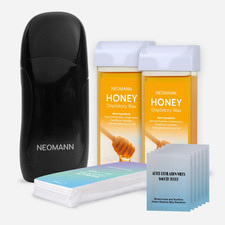 Roll on Wax Kit for Hair Removal with 2X Honey Cartridges Black  50 Strips Roll