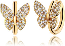 Gold Butterfly Huggie Hoop Earrings 18K Gold Plated Cubic Zirconia Butterfly Hoo