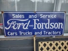 VINTAGE FORDSON 3FT PORCELAIN SIGN OLD GAS FORD TRUCK CAR DEALER SALES SERVICE