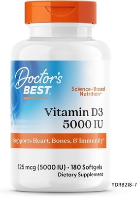 Doctor's Best Vitamin D3 5000IU, Non-GMO, Gluten Free, Soy Free, Regulates