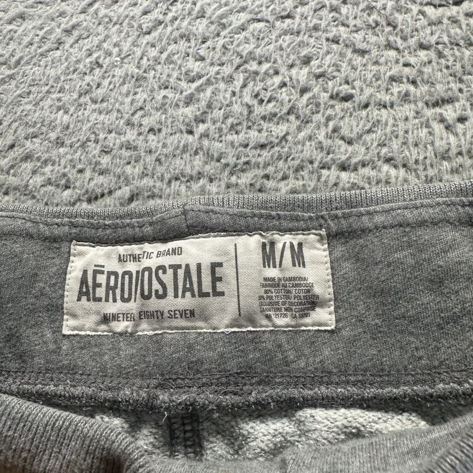 Pantalón deportivo Aeropostale 1987 para hombre M gris algodón forrado de lana ropa deportiva recta Foto 3 de 4