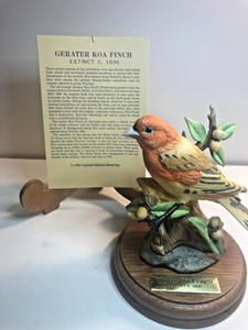 Aldon Vanished Species Greater Koa Finch Bird Figurine Porcelain Hand Painted