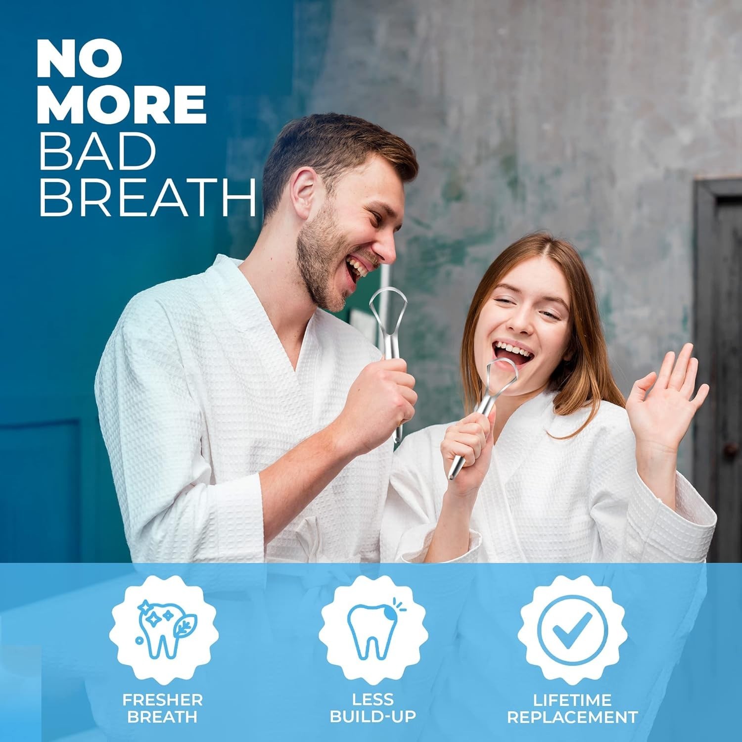 Tongue Scraper for Adults with Travel Cases (2Pcs Oral Care Pack) - 100% Metal