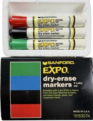 Vintage Expo Dry Erase Sanford Markers Set Of 3 Chisel Tip83074