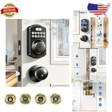 Keyless Entry Door Lock Handle Set Matte Black Auto Lock