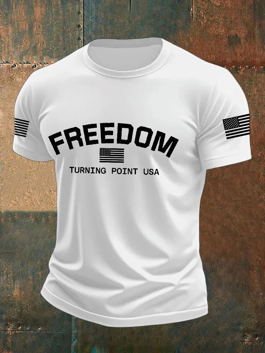 Sleeve Design Charlie Kirk Freedom T-Shirt Freedom Shirt, Turning